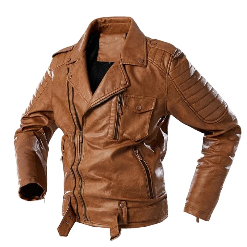 Male Fleece PU Leather Coats Men Leather Jackets Casual Zippper Winter Warm Cool Moto Men Vintage Motorcycle Jacket Outerwear