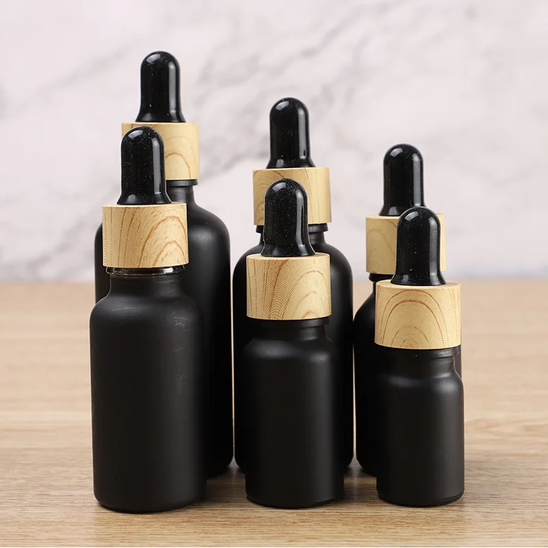 

Frosted Black Glass Dropper Bottle Tubes Aromatherapy Liquid for Essential Massage Oil Pipette Container Refillable Bottle