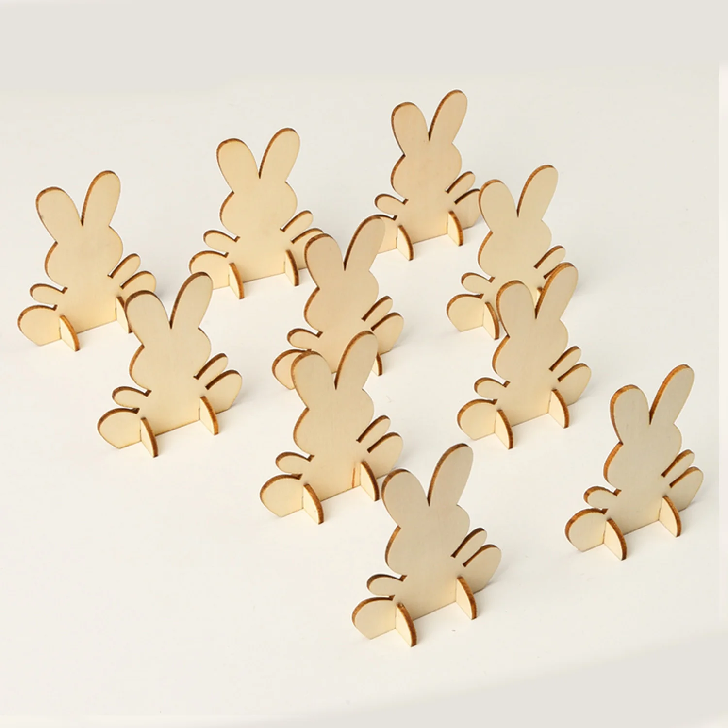 Behogar 10 шт. DIY Пасхальный кролик 3D Деревянный с вырезами орнамент украшения для