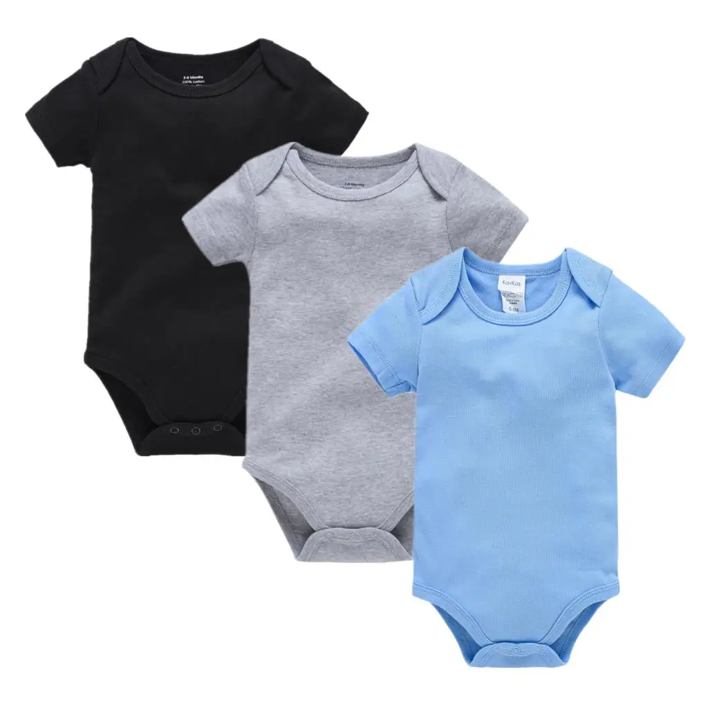 

Ropa Bebe De 100%Cotton Infant Baby Boys Rompers Outfit 3PCS New Jumpsuit 0-24M Pure Color Short Sleeve Newborn Baby Boy Onesies
