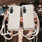 Чехол для Redmi Note 10 Pro, прозрачный противоударный чехол для Xiaomi Note 10, 4G, чехол для Note10, ожерелье, шнур, ремешки с веревкой, чехол