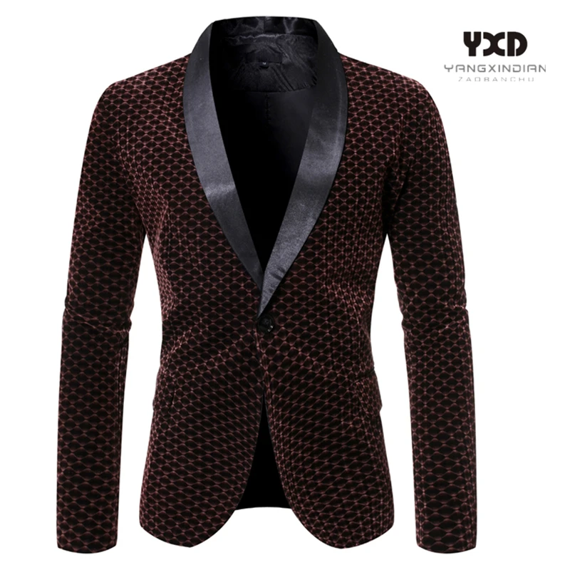 

Plus Size 3XL Men's Clothing Fashion Mens Velvet Blazer Men Suit Jacket For Man Slim Fit Blazers Male Casual Floral Dress Coats