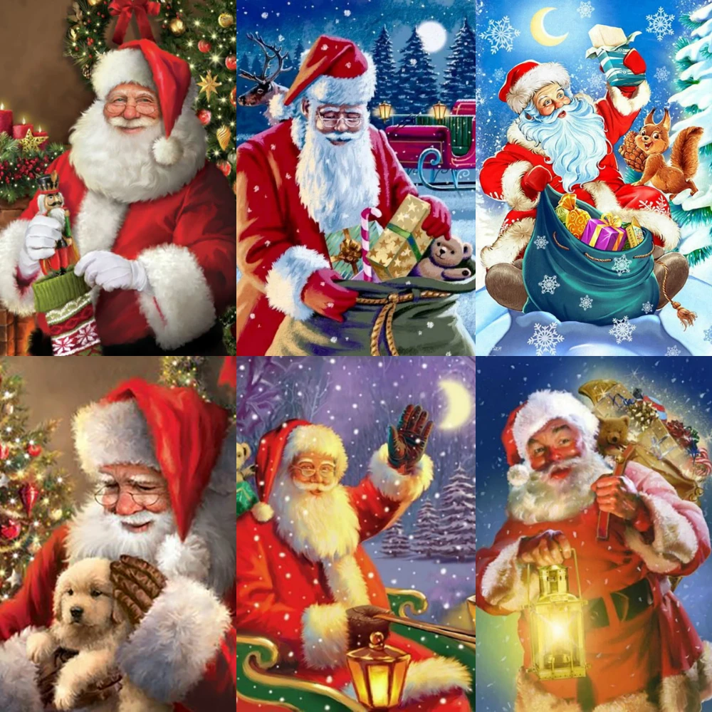 

5D Diamond Painting Full Square Drill Santa Claus Diamond Embroidery Snowman Cross Stitch Kits Home Decoration Christmas Gifts