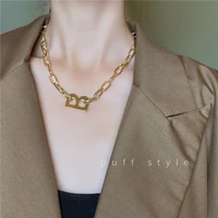 new pattern fashion big retro necklace for women twist gold color chunky thick lock choker chain necklaces party jewelry i ns