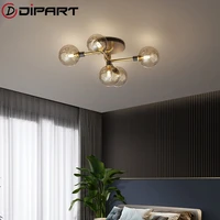 modern nordic smoke grey amber glass ceiling lamp ac90v 265v bedroom ceiling chandelier for living room entrance home interior