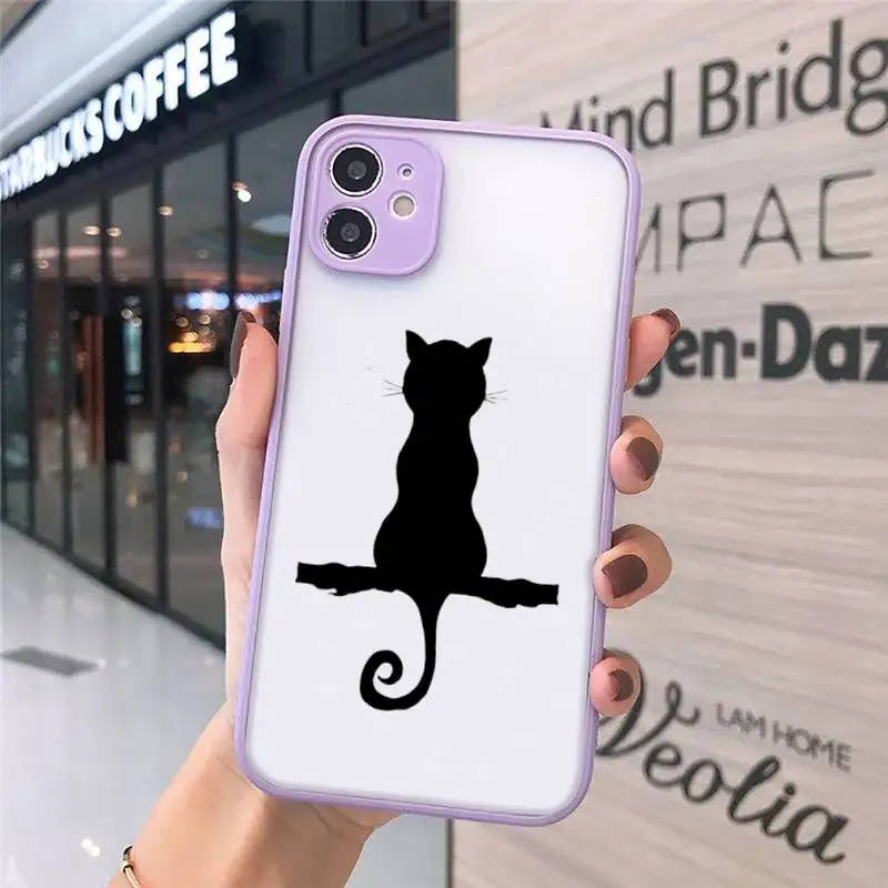 

Cute Cat Black Cat Cartoon high quality Phone Cases matte transparent For iphone 7 8 11 12 plus mini x xs xr pro max cover