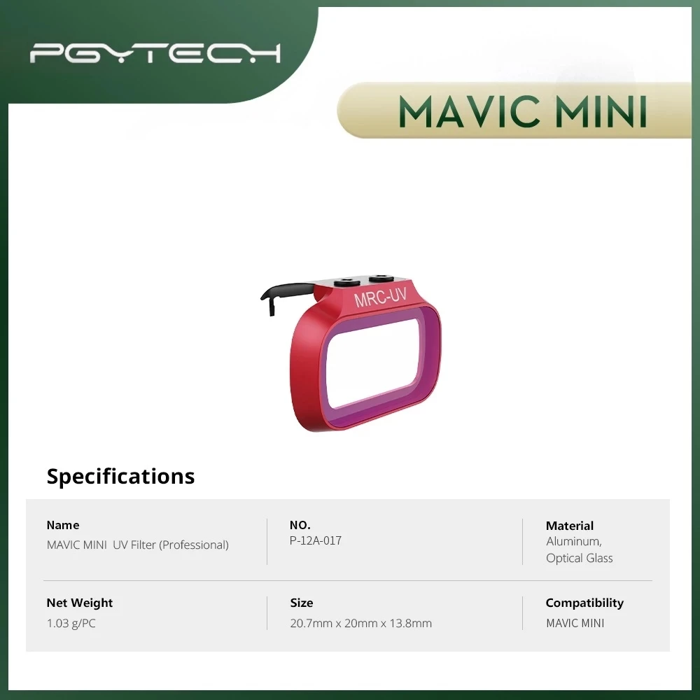 PGYTECH Mavic Mini MRC UV Filter ND для DJI Lens Protector мини аксессуары с защитой от пыли и