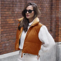 ardm vintage winter cotton padded veste femme casual sleeveless solid color female waistcoat vest 2021 new tops