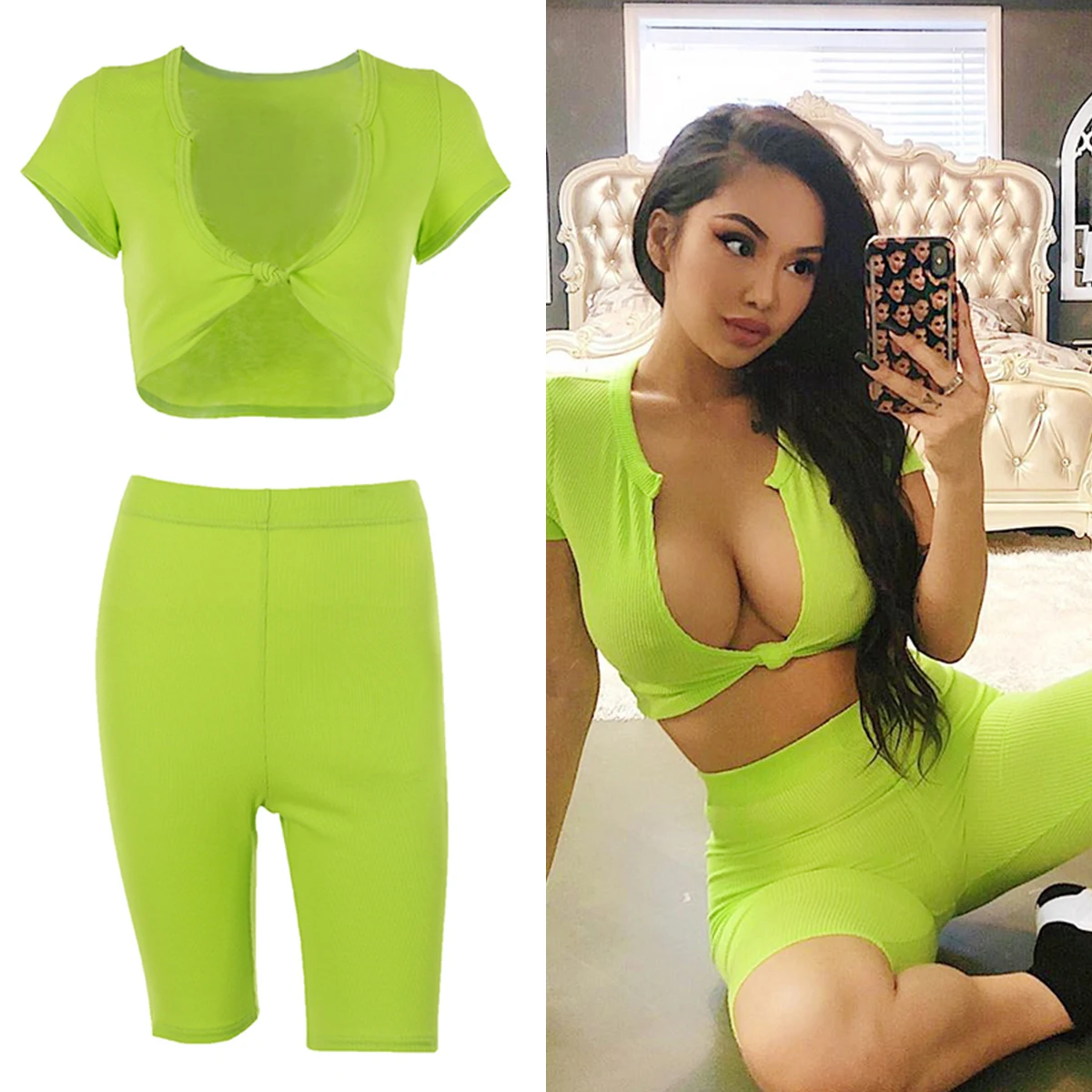 Комплект из 2 предметов сексуальный комплект с открытыми плечами 2020 однотонные