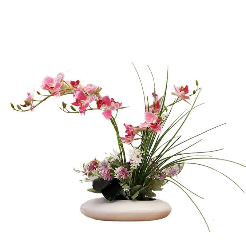 

Modern Ceramic Vase Dove Orchid Simulation Flower Figurines Home Livingroom Furnishing Crafts Cafe Table Fake Flower Decoration