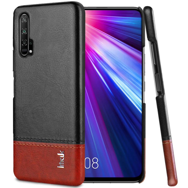 Роскошные Чехлы Imak Ruiyi для huawei Nova 5t Honor20 Honor 20 Pro, тонкий чехол для задней крышки телефона, жесткий чехол для ПУ ПК, облегающие накладки - Цвет: black and brown