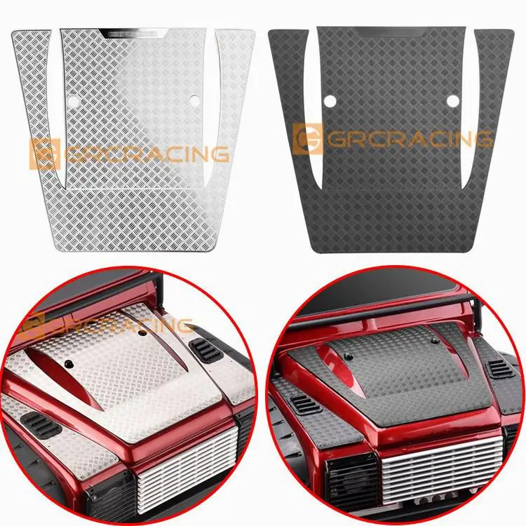 

Central Skid Plate Of The Hood Metal Decorative Sheet Of The Hood Black/silver For Trax Trx4 Defender
