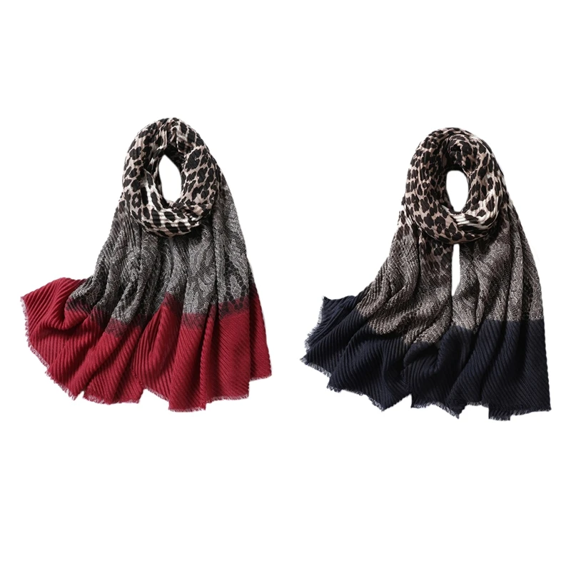 

Women Scarf Crinkle Hijabs Headband Print Fold Shawls and Wraps Cotton Neck Scarves Foulard