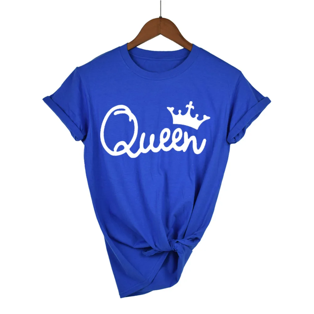 Женская футболка с принтом короны Queen Couples летняя круглым вырезом 100% хлопок