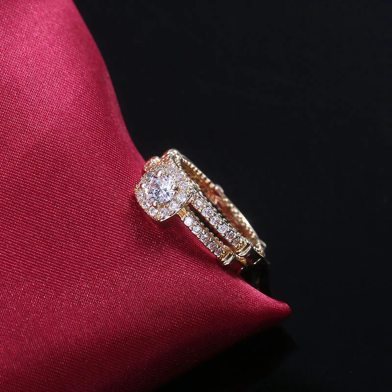 Набор Колец Modyle Женский роскошный винтажный Свадебный комплект колец с круглым