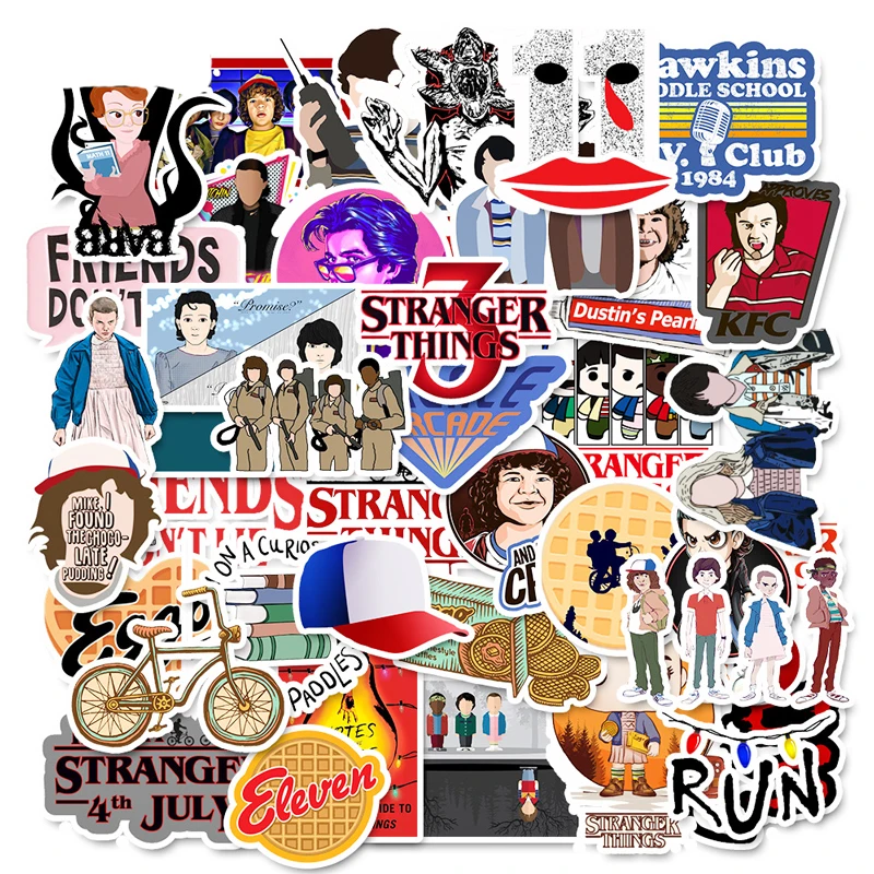 Pegatinas cl&aacute;sicas de Thriller Stranger Things para motocicleta, ordenador, coche, guitarra, refrigerador, 10/30/50 unids/paquete-1