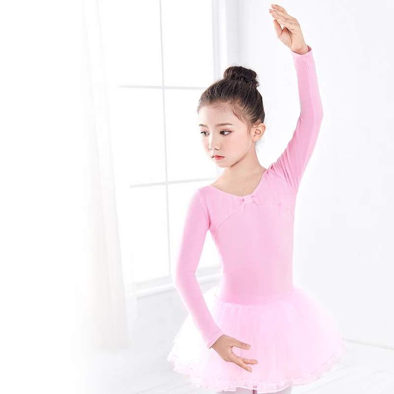 New Arrivals Children Ballet Tutu Gymnastics Dance Dress Girls Long Sleeve Pink Dance Dress for Ballet