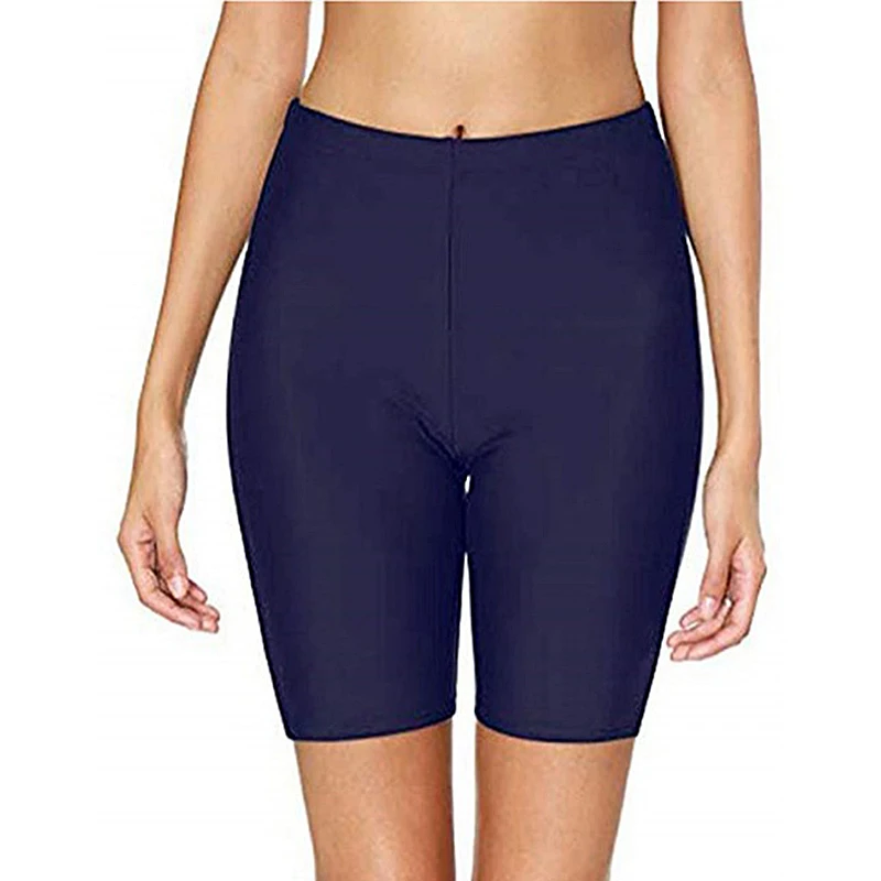 

High Waist Swim Shorts For Women Summer Long Leg Swimsuit Swimwear Pants Black Blue Bikini Bottoms Beach Wear