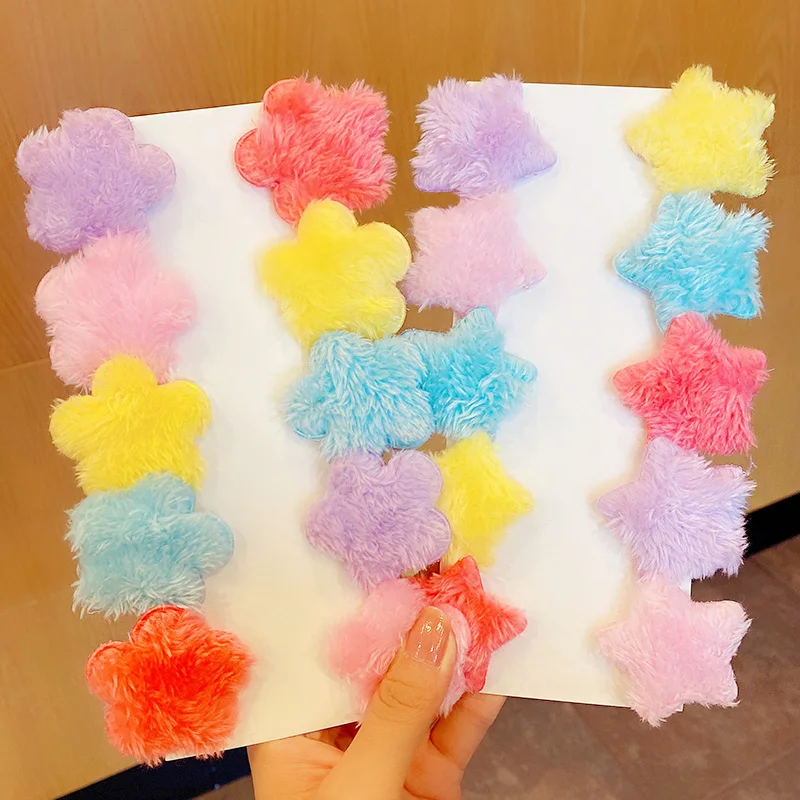 10 шт./компл. новые милые плюшевые заколки для волос с красочными сердечками и