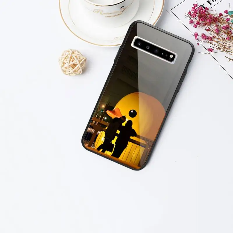 

Big Yellow Duck Glass Phone Case Back Shell For Samsung Galaxy S20 Ultra S10 S9 S8 S7 Plus Edge S10 E Lite Note 8 9 10 Pro Cover