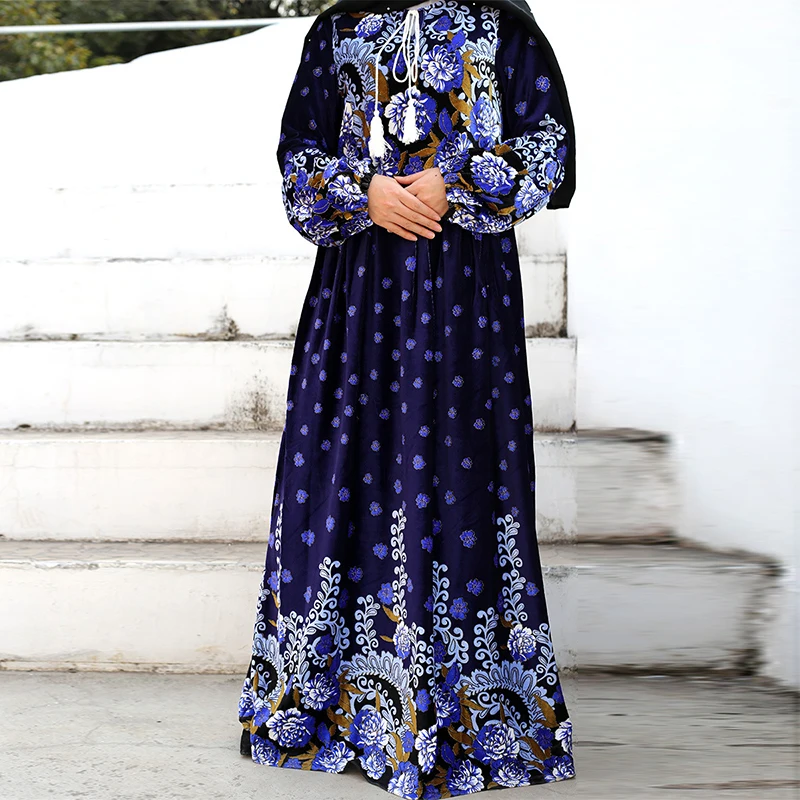 Женское бархатное платье Siskakia длинное с рукавом фонариком свободное