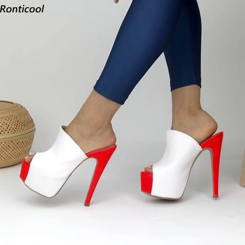 Ronticool новые стильные женские босоножки на платформе-мюли пикантные туфли шпильке