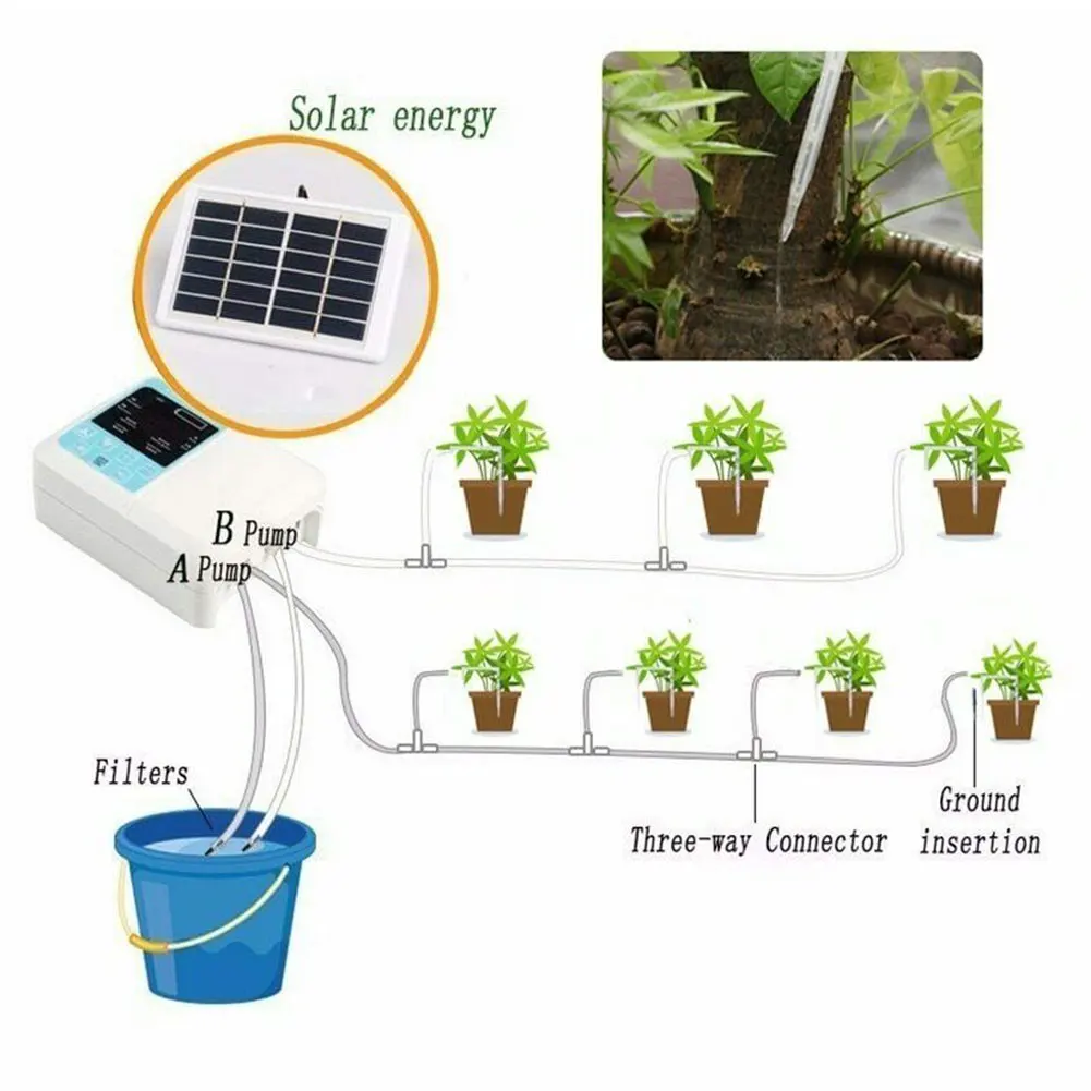 

Garden Home Solar Powered Watering Device Easy Install Irrigation Automatic Plant Tool Timer Intelligent Charging Outdoor Drip