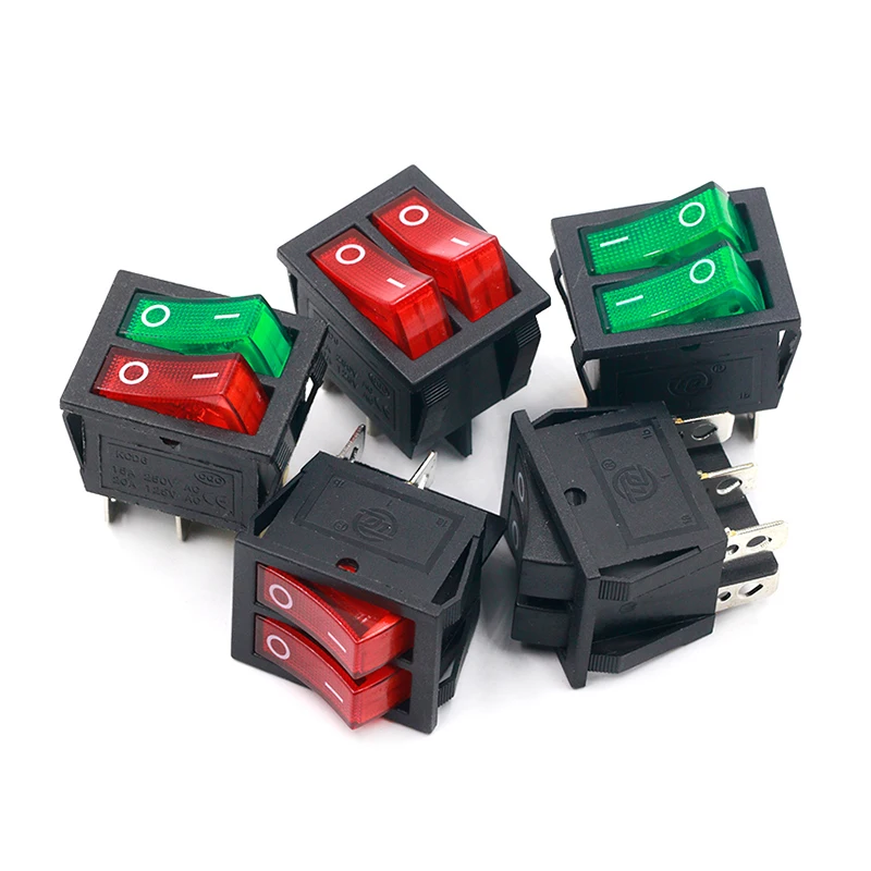 

1PCS KCD8 6PIN 16A 250V 20A 125V Double Light Switch Rocker Switch Waterproof ON-OFF KCD6 Boat Power Switch