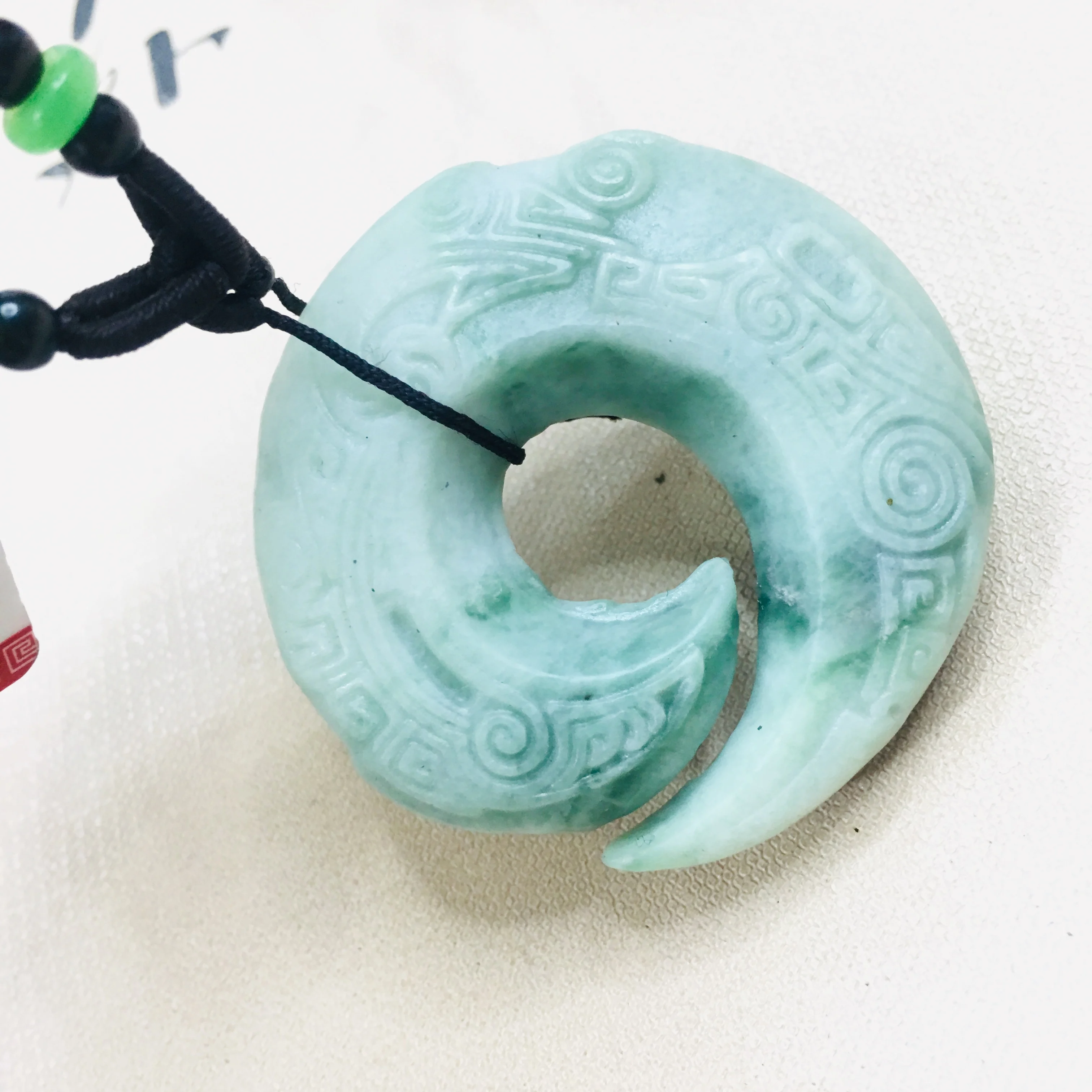 Zheru натуральный Хотан зеленый нефрит Резные винтажные ажурные дракон кулон с