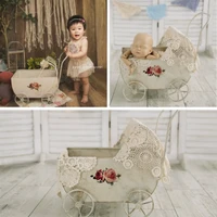 baby photography props retro iron cart newborn photo shoot accessories infant posing prop container mini garden cart studio prop