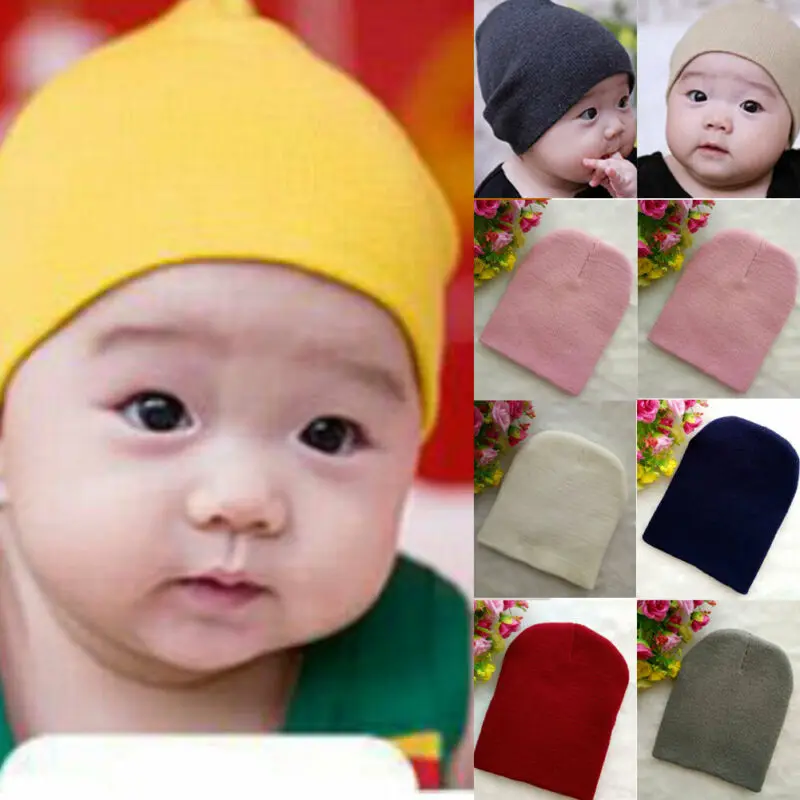 Однотонная серая хлопковая зимняя теплая шапка для новорожденных девочек и