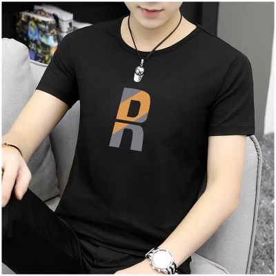 

han Men's ice silk short-sleeved t-shirt summer modal round neck trend men's half-sleeved T-shirt