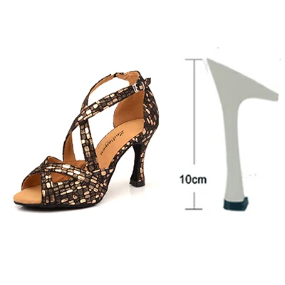 Glod 10cm Ladingwu New Dance Shoes Women Profession Ballroom Dance Shoes Salsa Women Black Gold Suede Comfortable Soft Bottom Dance Sandal - Цвет: Glod 10cm