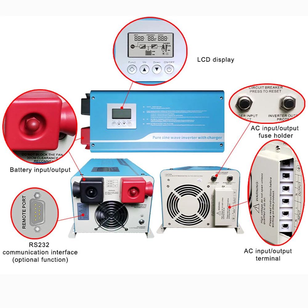3000 Вт ветер/Солнечная энергия инвертор DC 12V24V48V к AC 230V AC110V Чистая синусоида