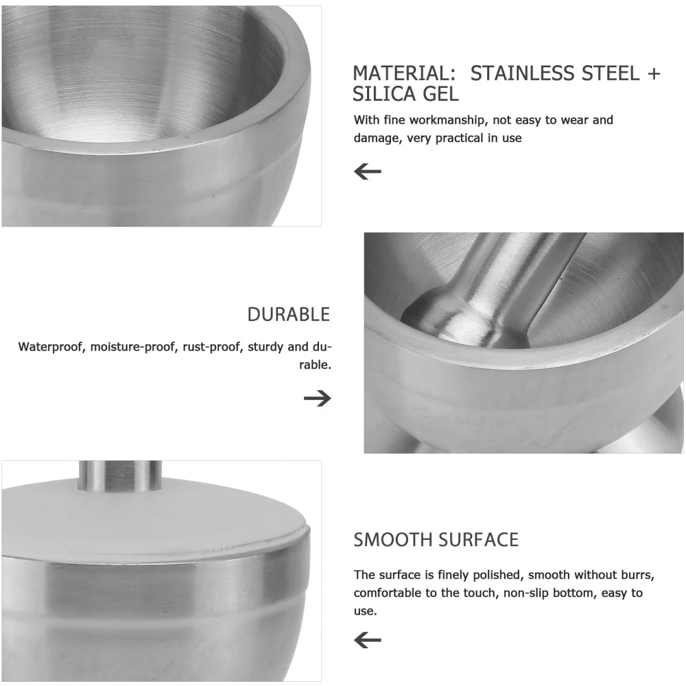 

1 Set Stainless Steel Garlic Masher Manual Garlic Grinder Kitchen Utensil Silver