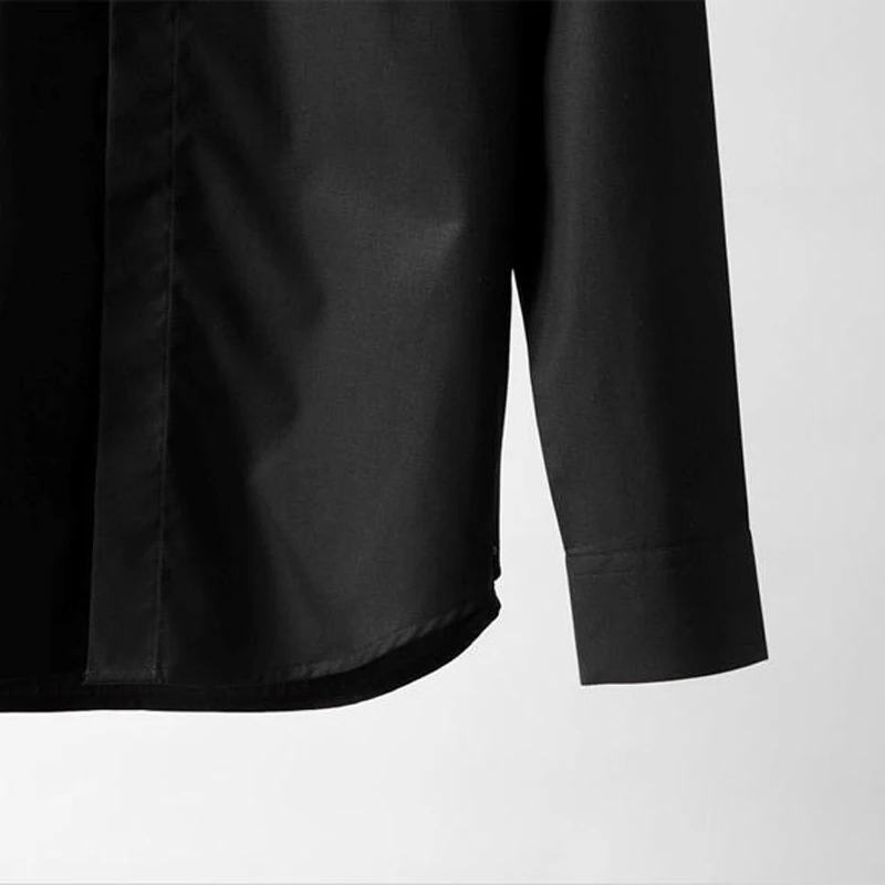 Мужская Облегающая рубашка с длинным рукавом Повседневная однотонная деловая