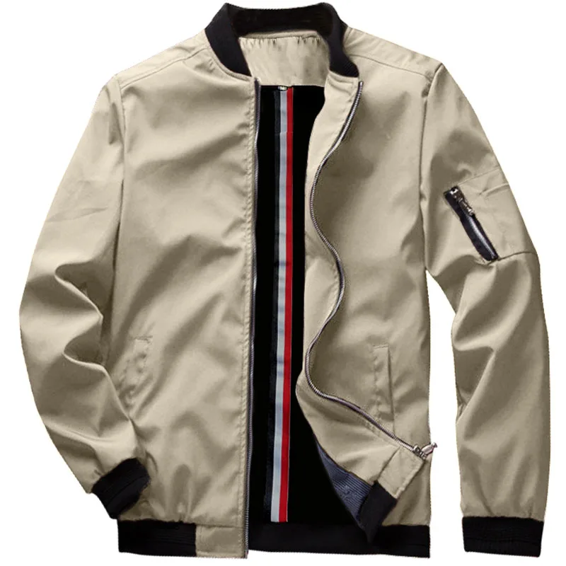 Мужская приталенная куртка бомбер повседневная однотонная бейсбольная