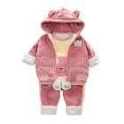 Осенне-зимние детские хлопковые Мультяшные комплекты, спортивные толстовки, футболка и штаны для маленьких девочек и мальчиков, 3 шт.компл., модная детская одежда для отдыха