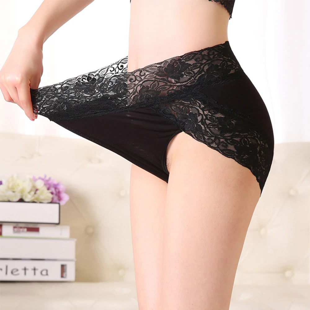Плюс размер сексуальные женские модальные трусики с высокой талией бесшовные