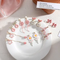 korean cute fashion womens temperament pink earrings retro simple flower bow earrings jewelry accessories friends gifts