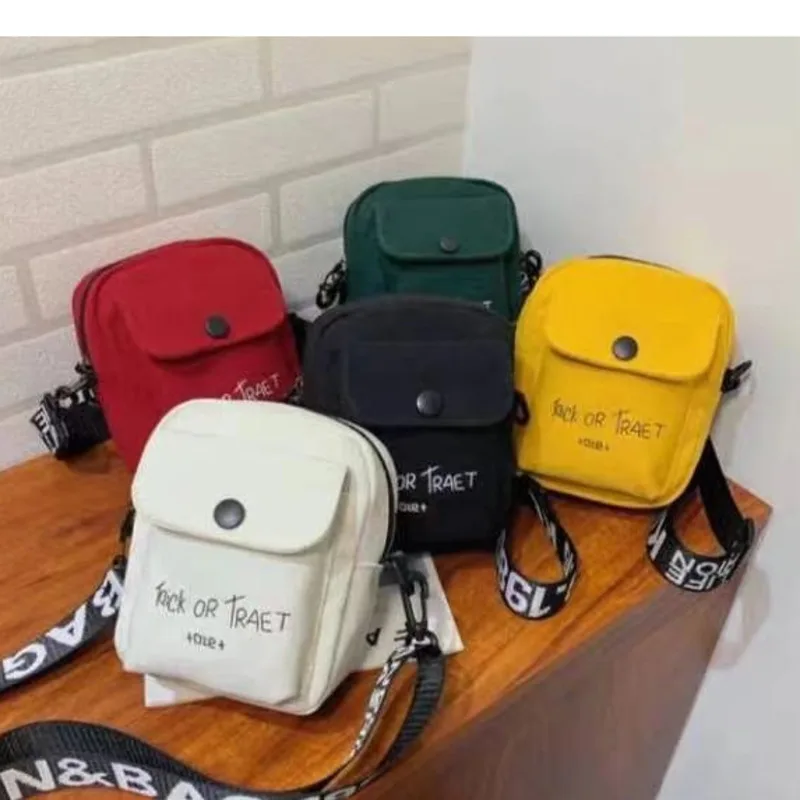 

Korean Single Shoulder Canvas Women's Bag Leisure Cross Small Square Bag Fashion Sports Style New Letter Mobile Bag