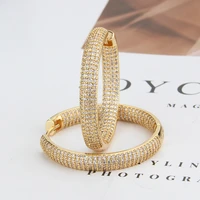 funmode fashion cubic zircon pave big circle gold color hoop earring for women girls bithday gifts brincos wholesale fe108