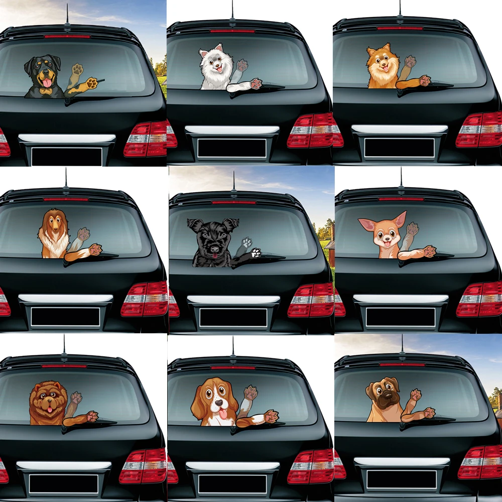 Новинка для автомобильного стайлинга симпатичный Beagle собака развевающиеся наклейки для стеклоочистителей ПВХ Наклейка на заднее стекло автомобиля Наклейка s авто украшение