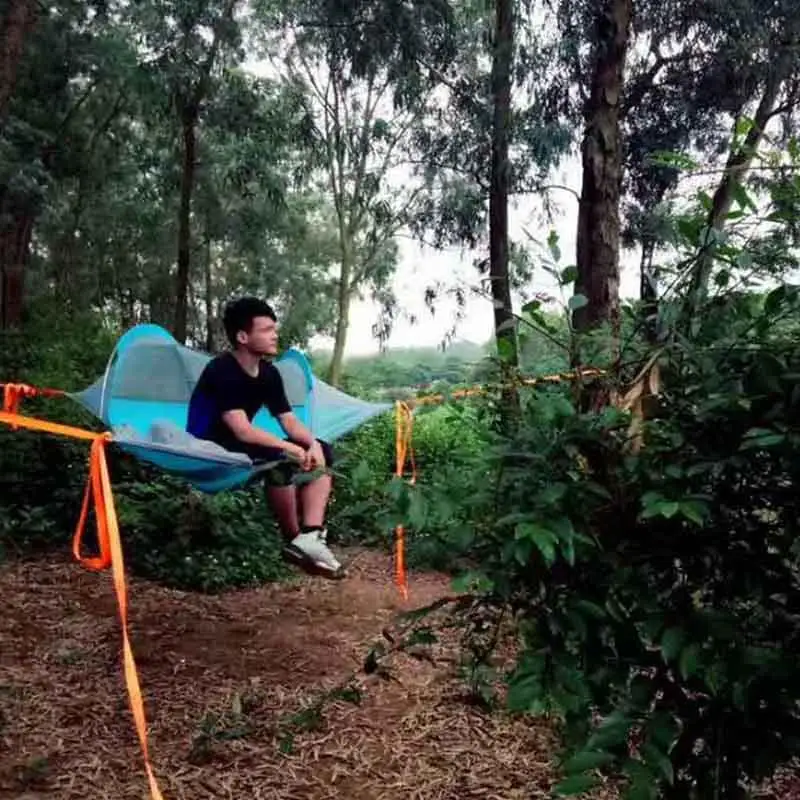 

50 Single Person Hiking Traveling Tree Tent Outdoor Camping Tree Hammock Bed Ultralight Multi-functional Three Trees Hanging Bed