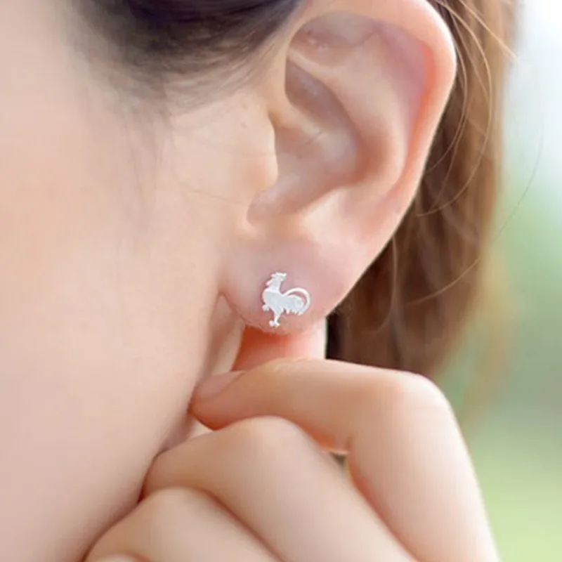 Модные серьги-гвоздики в виде петуха из цинкового сплава милые женские серьги