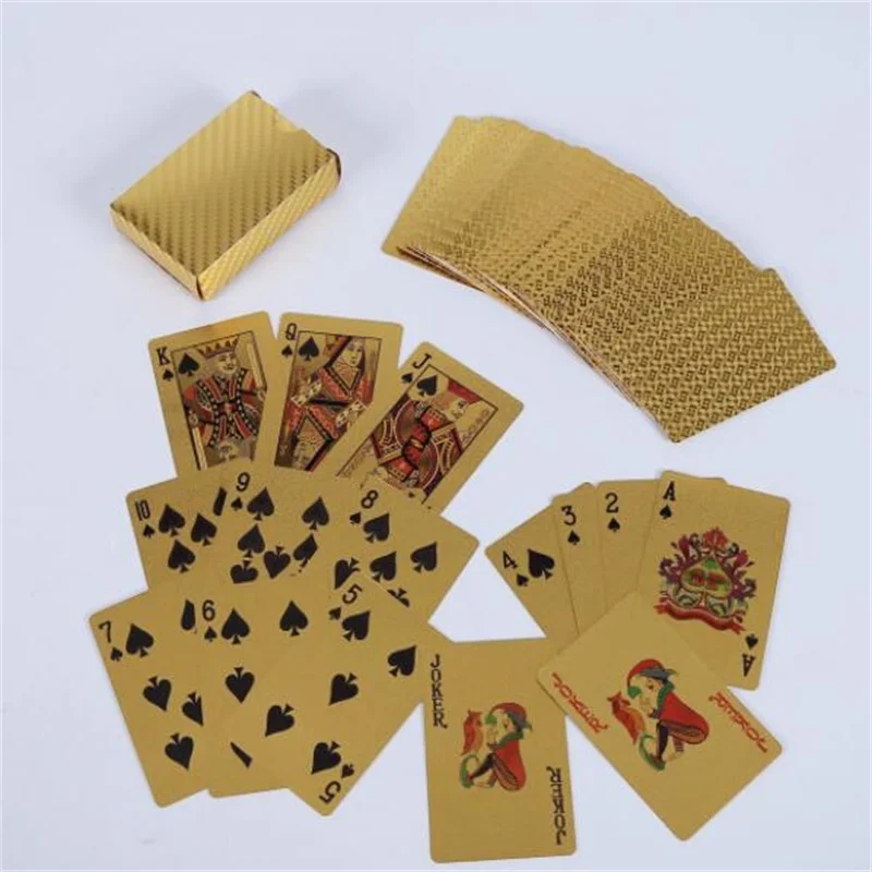 Высокое качество водонепроницаемые карты для покера золотой фольги ИГРАЛЬНЫЕ