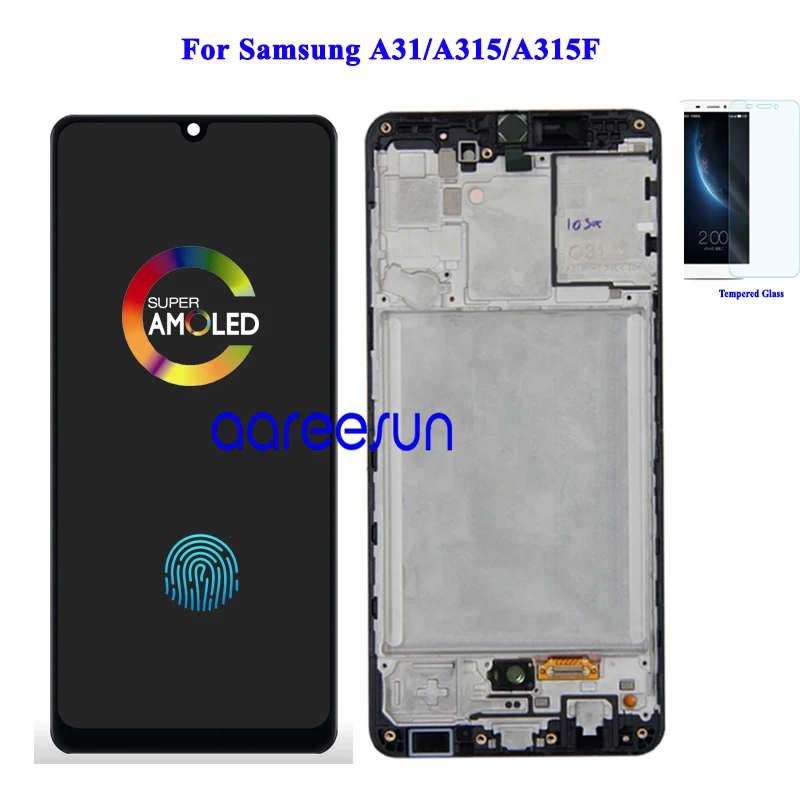 Pantalla LCD Super Amoled para m&oacute;vil, montaje de digitalizador t&aacute;ctil para Samsung A31, A315, A315F-0