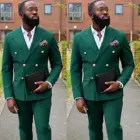 Новейший дизайн; Босоножки с острым с лацканами двубортный пиджак зеленого цвета мужские свадебные костюмы стройная фигура жениха формальный мужской деловой костюм пальто и Штаны