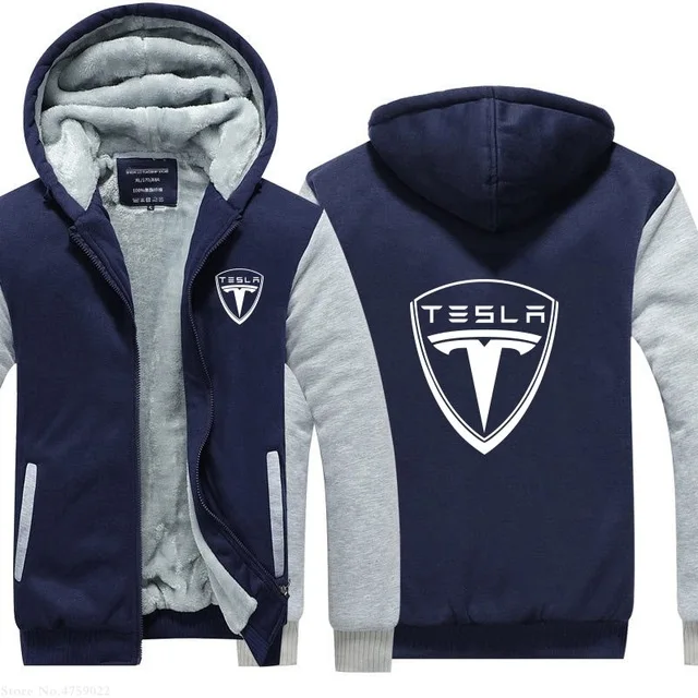 Зимние мужские теплые толстовки на молнии с теслой зимние Утепленные Пальто