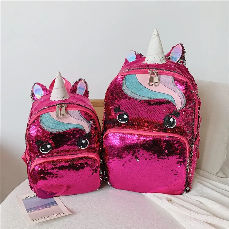 Small Dark Rose Red JI HAO брендовый дизайн детский рюкзак из искусственной кожи на молнии женский рюкзак для путешествий модные блестки большой емкости Симпатичные Рюкзаки - Цвет: Small Dark Rose Red
